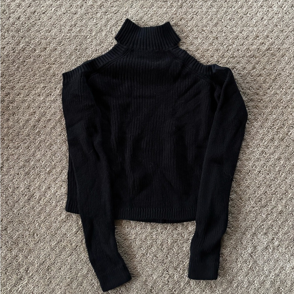 Express Women’s Cold Shoulder Turtleneck Sweater Black